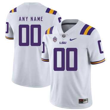 Men%27s LSU Tigers White Customized Nike College Football Jersey